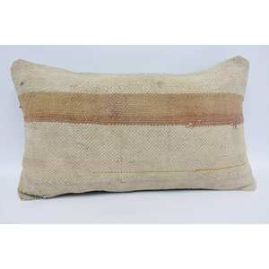 Almohada Kantha de lana Beige a rayas sutiles de 12x20 pulgadas, cojín decorativo tejido esponjoso Vintage de lujo para uso en sofá y suelo - Product Image 1