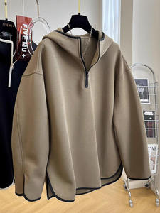 Diseño de alta calidad Sense Regular Fit Half Zipper Hoodies Invierno Tamaño grande Pareja Moda Patrón sólido Personalizado 100% Algodón - Product Image 6