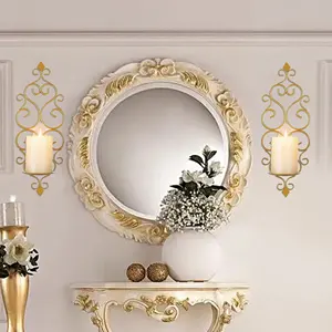 Gold <b>Candle</b> <b>Sconces</b> Set of 2 Metal <b>Sconce</b> <b>Candle</b> Holder Wall <b>Candle</b> Holder for Entryway Farmhouse - Product Image 6