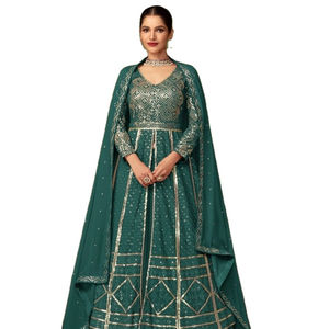 Traje de estilo pesado Georgette bordado Sal-War Colección paquistaní para venta en línea - Product Image 1