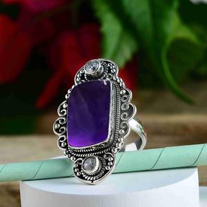 Bague améthyste de luxe pour femmes Rectangle pierres précieuses en argent Sterling février pierre de naissance bijoux élégants cadeau Saint Valentin - Product Image 2