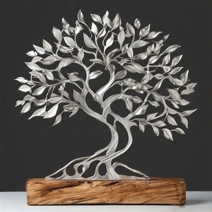 TinselSprig AuraBranch EternaBloom Escultura de árbol de metal decorativa hecha a mano para el hogar y la Oficina - Product Image 1