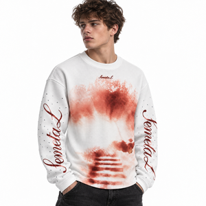 Custom Mens Waffle Thermal <b>Long</b> <b>Sleeve</b> Shirt <b>White</b> Graphic Print Rhinestone Streetwear Tops Wholesale Clothing Manufacturer Bulk - Product Image 1