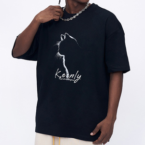 Camiseta de gran tamaño vintage unisex de alta calidad 100% algodón gráfico personalizado Impresión digital grande tejido de punto camisetas con hombros caídos - Product Image 1