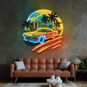 Letrero de neón Led con impresión UV, diseño de logotipo de negocio de tienda, forma de coche, letrero iluminado con LED, diseño de letrero, luz de neón para decoración de pared - Product Image 1