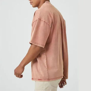 T-shirt unisexe surdimensionné en coton épais à col rond, coupe courte, style vintage, imprimé personnalisé, délavé à l'acide, pour homme - Product Image 2