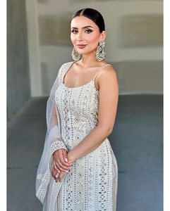 Nouveau concepteur écologique Georgette Sequin travail mariage vêtements ethniques Kurti pantalon ensemble Salwar Kameez haut Dupatta respirant naturel - Product Image 2