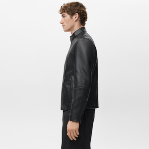 Veste en cuir d'hiver pour homme Street Wear, coupe-vent, manches longues, épaisse, enduite, veste en cuir d'extérieur avec poche zippée - Product Image 3