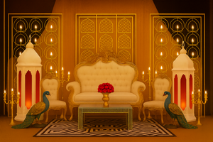 Paneles de velas imperiales para decoración de escenarios de recepción, compra un telón de fondo de velas para escenario con temática de velas, decoración de escenario moderna y lujosa con velas metálicas para bodas - Product Image 3