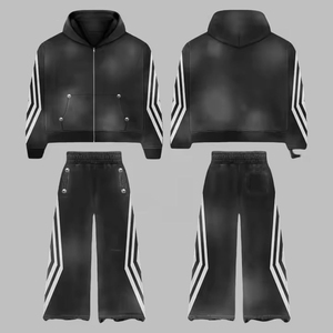 Fabricante de Chándales Deportivos para Hombre, Personalizados con Cremallera, de Algodón, con Serigrafía, 400 g/m², Estilo Cuadrado, Desgastado, con Pedrería - Product Image 6