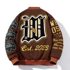 Veste de baseball universitaire pour homme, en toile, col montant, logo frontal, hiver, réversible, imperméable, personnalisable, mélange de coton - Product Image 4