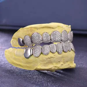 Parrillas Dentales Personalizadas con Diamantes Engastados en Oro Sólido de 10/14/18 KT, Joyería Hip Hop con Múltiples Formas de Corte - Product Image 4
