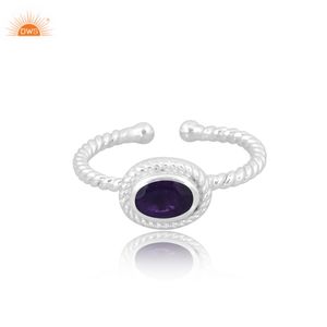 Bague ajustable de forme ovale style bande torsadée en améthyste violette faite à la main Bijoux de créateur à porter au quotidien du fabricant personnalisé - Product Image 2
