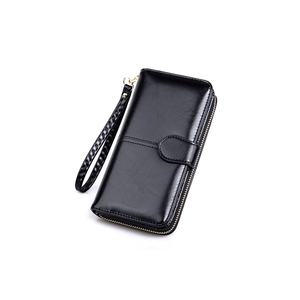 Cartera de cuero genuino RFID 100% de gran capacidad para mujer al por mayor con doble cremallera primera capa superior nuevo bolso de mano para teléfono móvil - Product Image 5