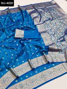 Belles saris en soie de verre avec les derniers modèles imprimés avec différentes options de couleur pour porter un sari et un chemisier - Product Image 6