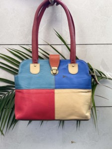 Sac fourre-tout de grande capacité Nouveau Designer Sacs à main de luxe pour femmes respectueux de l'environnement Bonbons à bandoulière en cuir recyclé multicolore occidental - Product Image 4