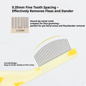Fine-tooth Pet Flea lược với lời khuyên tròn trên khuôn mặt chải chuốt công cụ có tính năng ABS & thép không gỉ và cong Ergonomic xử lý - Product Image 4