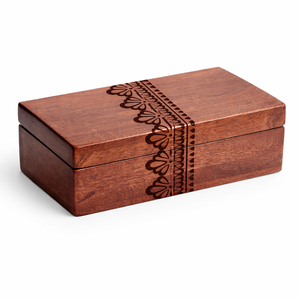 NUEVA LLEGADA ÚLTIMA NOVEDAD Caja de Madera con Grabado de Patrón Geométrico Griego, Caja de Almacenamiento Elegante y con Estilo - Product Image 3