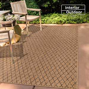 Alfombra de Interior/Exterior Netline Home con Efecto Yute y Tejido de Diamante, Diseño Geométrico Negro, Antideslizante, Resistente a la Intemperie, Estilo Natural - Product Image 3