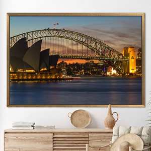 Tableau sur toile imprimé Paysage de Sydney, Cadeau sur toile Paysage urbain, 1P : Cadre doré - Product Image 1