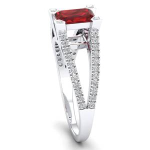 Anillo de Compromiso REYES, Nuevo, Oro Sólido de 14K, Corte Esmeralda, Granate de 1 Quilate, para Mujer, Certificado IGI, Joyería de Diamantes - Product Image 3