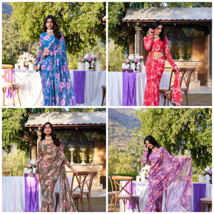 คอลเล็คชั่นส่าหรีสไตล์บอลลีวู้ดแบบดั้งเดิมของผู้หญิงผ้ามาร์บอลสวมใส่สบายพิมพ์ลายดิจิตอลชุดปาร์ตี้สไตล์อินเดีย - Product Image 3