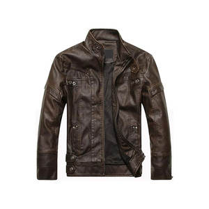 Chaqueta de cuero vintage abrigo hombres primavera diseño Motor Biker bolsillo chaqueta de cuero - Product Image 1