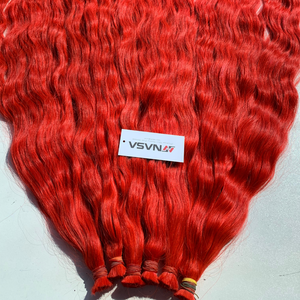 Extensiones de Cabello Humano Vietnamita Virgen 100% de Lujo, 300 Gramos, 22-24 Pulgadas, Ondulado Natural, Rojo Decolorado, Puntas Gruesas - Product Image 4