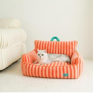 Hot Selling Fashion gestreifte Katze Hund Nest <span class=keywords><strong>Mobile</strong></span> Luxus abnehmbare gemütliche Haustier Schlafs ofa mit Griff - Product Image 2