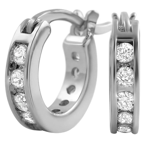 Pendientes de aro fino de oro de 14K con pendientes de tuerca circulares de diamantes de corte redondo cultivados en laboratorio únicos - Product Image 1