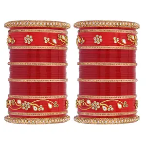 Braccialetto di nozze indiano cristallo Kundan gioielli produttore indiano gioielli all'ingrosso acrilico Punjabi nuziale Chura per le donne