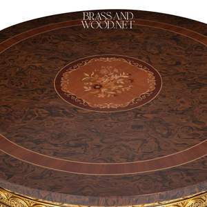 Mesa de Entrada Redonda Clásica de Lujo, Latón y Madera - Product Image 5
