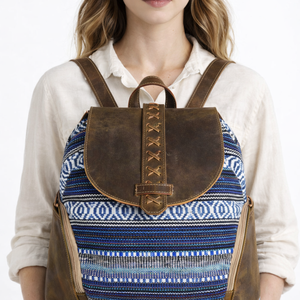 Sac à dos en cuir véritable léger et durable, style western décontracté, fabriqué à la main, en toile, pour voyages et université, prêt à être expédié depuis les États-Unis - Product Image 4