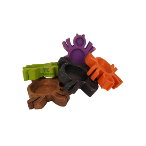 Vaca personalizada tallada hecha a mano Mini decoración rústica para el hogar tazón de masa de madera vela encerada barco al por mayor - Product Image 6