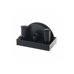 Black Round Salt Shaker and Napkin Holder <b>Set</b> with Plexiglas Stand Minimalist Design Dishwasher Safe <b>Dinnerware</b> <b>Set</b> - Product Image 1