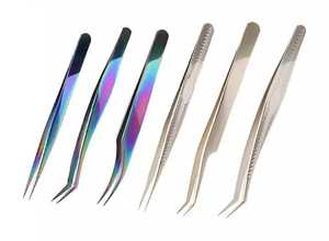 Rainbow Colors 4 Pieces Stainless Steel Professional Quality Handmade Eyelash Tweezers Set Customized Logo Zachary Industries - Product Image 2