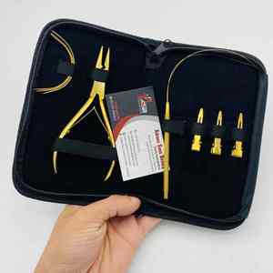Wholesale Microlink <b>Plier</b> <b>Set</b> High Quality Gold Plated Stainless Steel Waterproof Commercial Use Hair Extension Tools Kit - Product Image 5