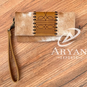 New <b>Boot</b> Stitch Cow Skin Women Wristlet Wallet Genuine Leather Clutch Purse Many Compartments Long Wallet With Many Card Slots - Product Image 1