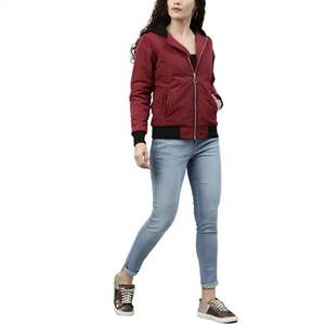 Chaqueta Bomber Lisa con Cremallera Delgada para Mujer al por Mayor, Chaqueta de Moda para Mujer, Tops de Manga Larga con Capucha, Chaqueta Casual de Color Sólido Estilo Béisbol - Product Image 4