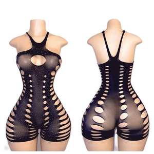 Combinaisons de club de danse pour femmes Combinaisons en maille à manches longues Combinaisons de soirée à paillettes Tenue de boîte de nuit élégante - Product Image 1