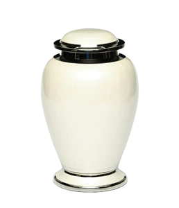 Urnas de ceniza humanas de metal de aluminio blanco en urna acabada de esmalte blanco duradero con forma elegante a precios asequibles - Product Image 1