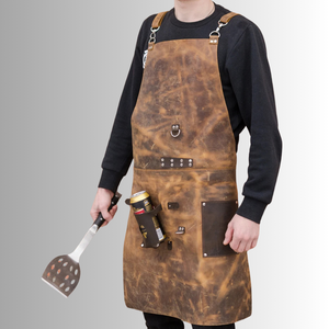 Delantal de Chef Personalizado de Cuero Genuino Vintage de Alta Calidad para Hombre, Ropa Premium, Servicio OEM de Marca Personalizada, Color Personalizado - Product Image 5