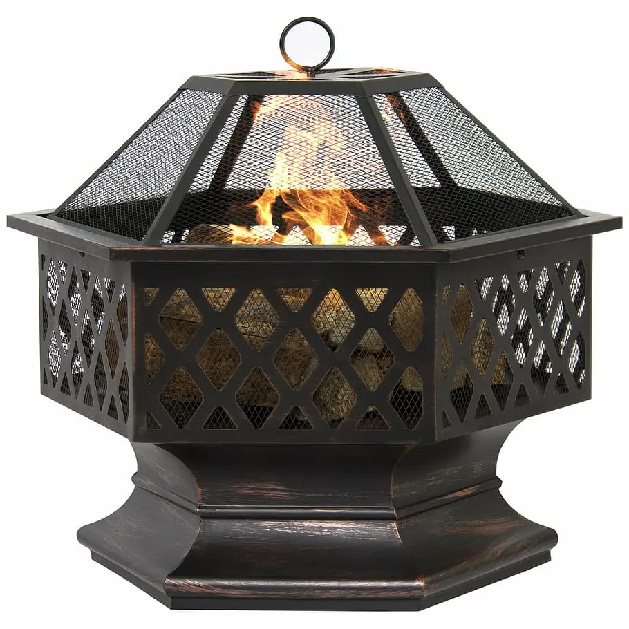 Wholesaler Metal Solid Round Fire Pit Large Outdoor Heavy Round Wood Burning Firepit with Fire Poker Stick