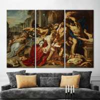 KayraHome Moderne Art Deco Landschaftsdrucke Klassisches Leinwandpaneel 3-teilig Gerahmte Rechteckige Wandkunst mit Klarem Rahmen