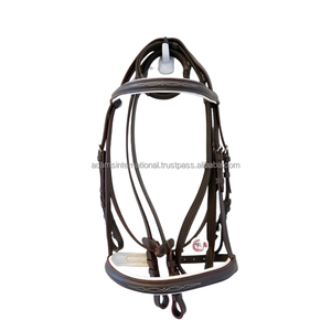 Nouvelle bride de cheval avec bande de sourcil échancré en cuir marron beau styliste escargots bride anglaise grossiste - Product Image 1