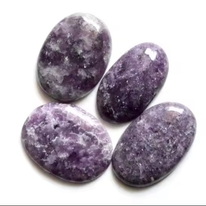 Cabochon de lépidolite de forme ovale naturelle de qualité supérieure 100% Cabochon de lépidolite poli à la main pierres précieuses en vrac pour la fabrication de bijoux - Product Image 1