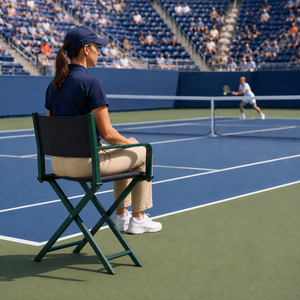 Chaise de juge de tennis, chaise pliante en aluminium avec siège en maille résistant aux intempéries, verte, pour terrains de padel, mobilier de tournoi pour clubs - Product Image 5