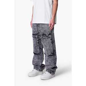 Vaqueros Cargo V741 Gris Lavado Ácido Intenso 100% Algodón Negro de 13 oz, Corte Holgado/Relajado - Product Image 2