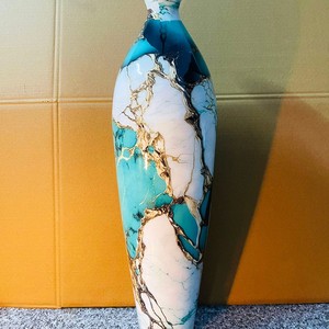 แจกันดอกไม้อลูมิเนียมลายทะเล - แจกันตั้งโต๊ะทรงเพชรทันสมัยสำหรับตกแต่งบ้าน - Product Image 2