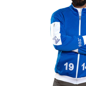 Veste de survêtement unisexe coupe athlétique pour hommes femmes vêtements grecs vintage 100% polyester rose vert haut brodé sur mesure - Product Image 4